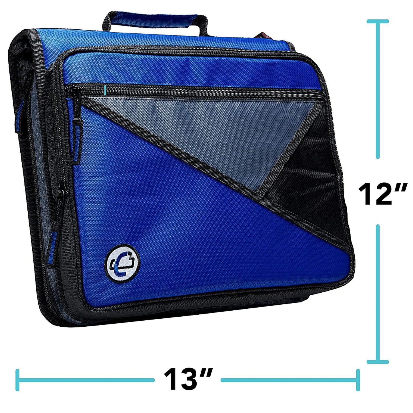Case-it The Universal Zipper Binder - 2 Inch O-Rings - Padded Pocket that holds up to 13 Inch Laptop/Tablet - Multiple Pockets - 400 Page Capacity - Comes with Shoulder Strap - Blue LT-007