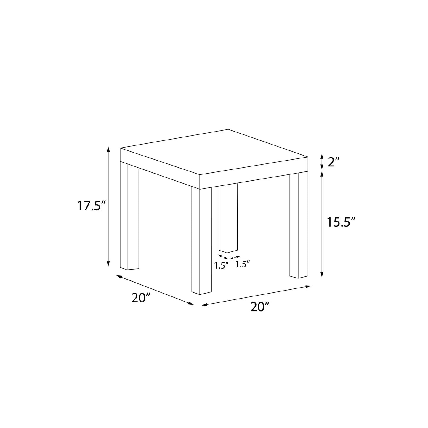 Parsons End Table, White\Black Oak\Canyon Walnut mesa  table side  living room furniture