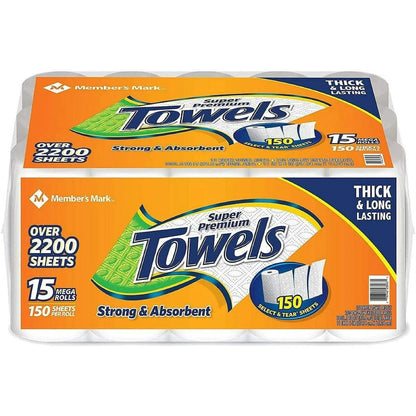 Super Premium 2-Ply Paper Towels (15 Rolls, 146 Sheets per Roll) (15 Rolls)